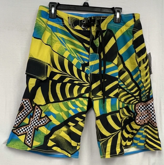 Fox Mens Shattered Surf Swim Shorts Boardshorts Yellow/Black Size 33 New