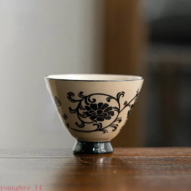 Retro Tea Cup Kiln Blue Gray Glazed Ceramic Household Chinese Kung Fu Tea Set