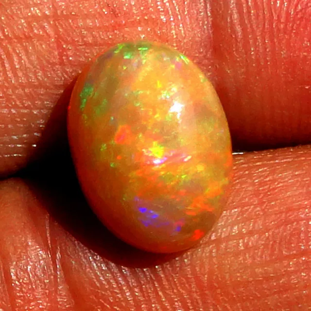 AAA Quality Natural Ethiopian Multi Fire Opal Loose Gemstone Oval Shape Cabochon