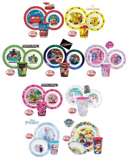 New Design Kids Character 3PC Breakfast Set Plate, Bowl, Cup Microwave Safe