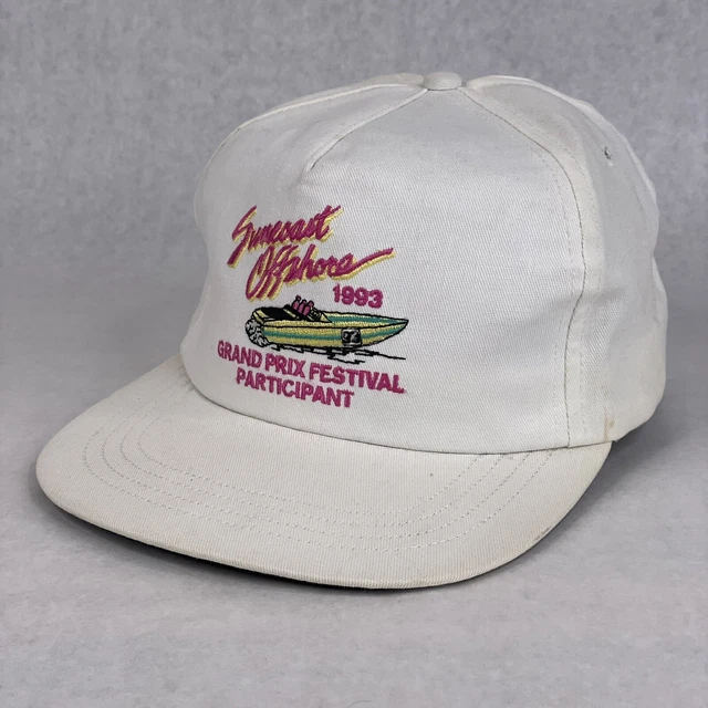 VINTAGE 90S SUNCOAST Offshore Grand Prix 1993 White Pink Hat Cap