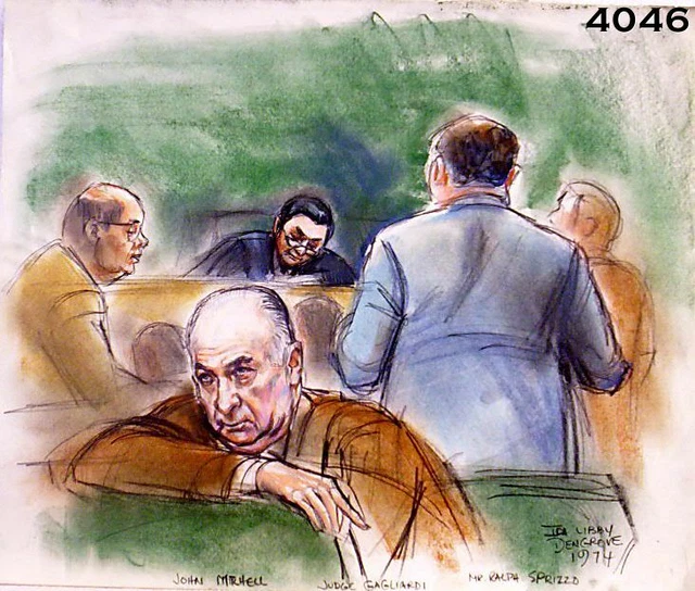 WATERGATE ORIGINAL COURTROOM Sketch John Mitchell by Ida Libby Dengrove