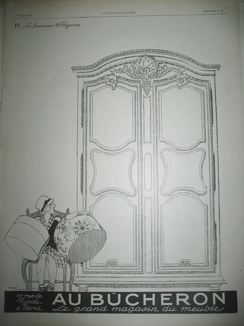 PUBLICITE DE PRESSE AU BUCHERON MOBILIER DECO ILLUSTRATION RENé VINCENT AD 1926