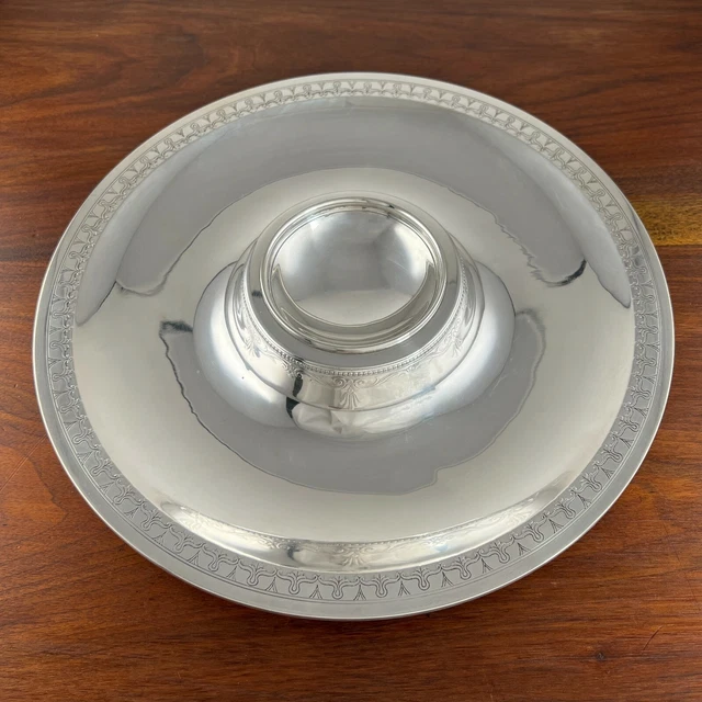 Large Tiffany Arts & Crafts Sterling Hors D'oeuvres Tray W/ Sauce Receptacle