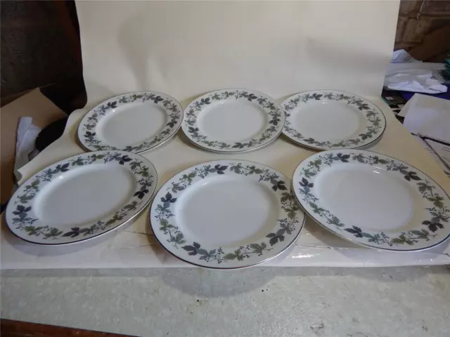 6X Royal Doulton Borgoña Postre Platos Fino China Inglaterra TC 1001