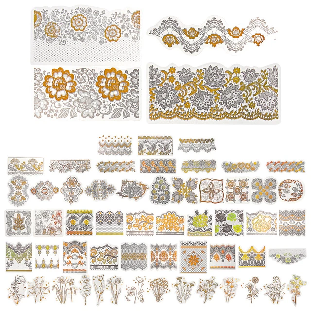 120Pcs Decorative Floral Butterfly Stickers Lace Floral Decals Water Bottle