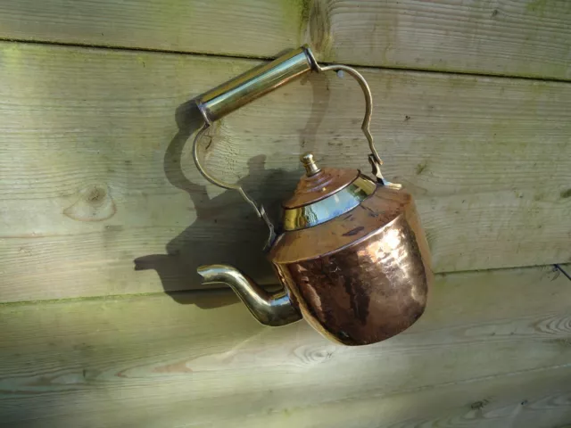 Kettle Copper & Brass Victorian Style / Tea Coffee Pot Cooking /Farm house Small 2