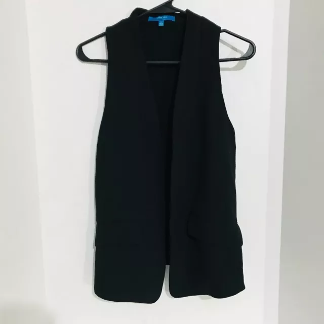 Derek Lam Beautiful Black Sleeveless Open Front Vest Top Size XS Women's