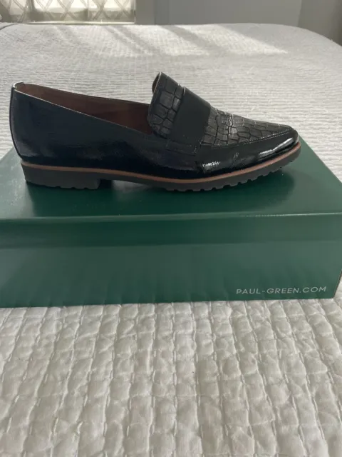 Paul Green Dara Black Lizard Patent Leather Loafer Women’s Size 8US/5.5UK