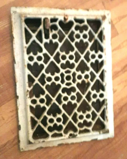 Vtg Antique Cast Iron Floor Grate Heat Vent Register Cover 13 1/2" x 10" w