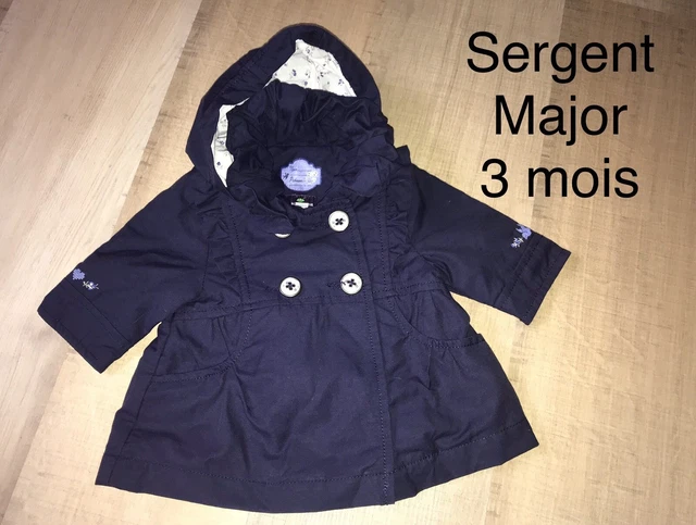 Sergent Major 3 MOIS Fille : Imper Veste Mi Saison Bleu Marine TBE