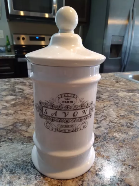 Apothecary Jar Lid French Soap Container Paris Shabby Chic Beach Cottage Summer