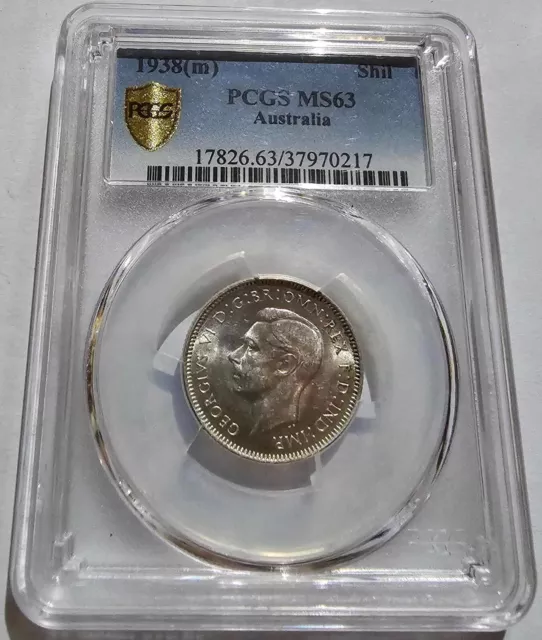 1938 Shilling Graded Pcgs Ms63