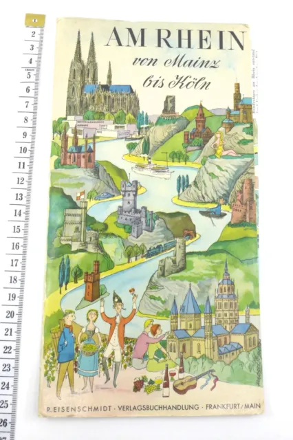 Landkarte: Am Rhein von Mainz bis Köln aus den 1950er, ca. 1,60m