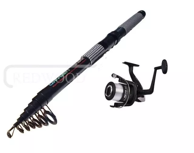 Shakespeare Beta 50FD  Reel & Telescopic 9FT Carbon tele Travel Fishing Rod