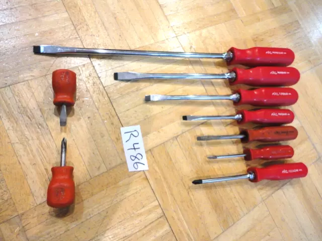 Mac Tools 9 Piece Red Hard Handle Mixed Screwdriver Set 1 Inch To 12 Inch 5 New