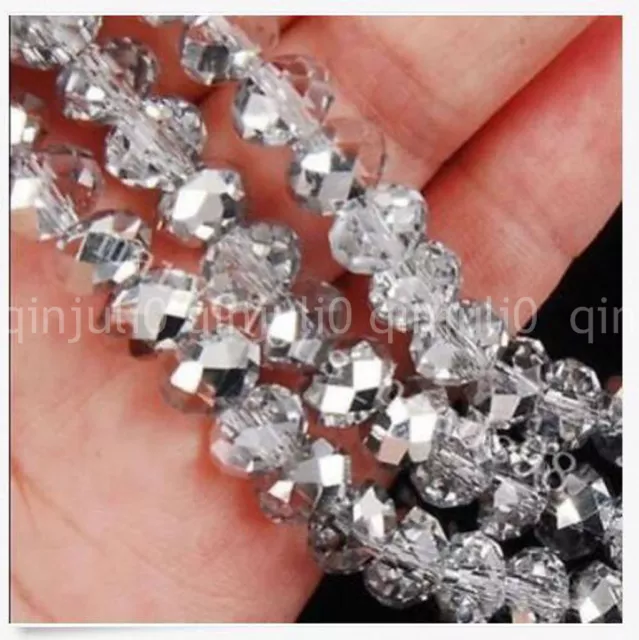 1000pcs 3x4mm silvery Crystal Faceted Gems Loose Beads AAA