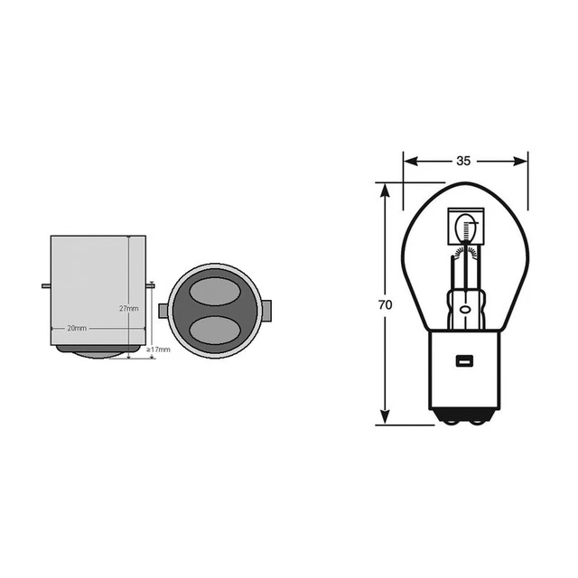 Riatec Lampada Bilux 6V Ba20D 25/25W
