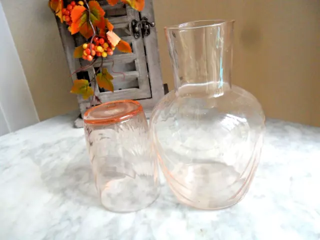 MORGANTOWN GLASS #25 TUMBLE-UP GUEST SET W/#8162 LID FESTOON OPTIC PATTERN 1920s MORGANTOWN GLASS #25 TUMBLE-UP GUEST SET W/#8162 LID FESTOON OPTIC PATTERN 1920s