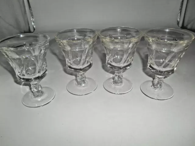 Pretty Set of 4 Crystal Jamestown pattern 3 oz. Footed Wine Glasses by Fostoria