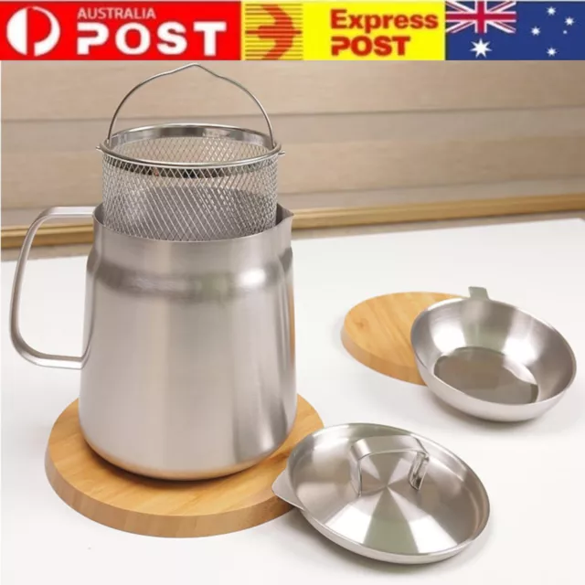 Stainless Steel Oil Filter Pot Cooking Soup Grease Strainer Separator Home Tool