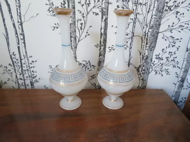 2 Anciens Vase En Opaline D'epoque Napoléon Iii