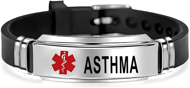 Red Medical Alert ID Bracelet Emergency First Aid Laser Engraved Health Alert Ad