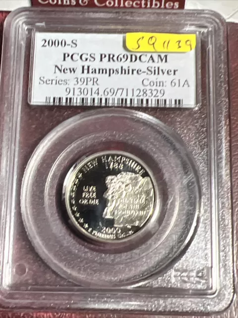 2000S New Hampshire State Quarter Silver PCGS Certified PR69DCAM SQ1139