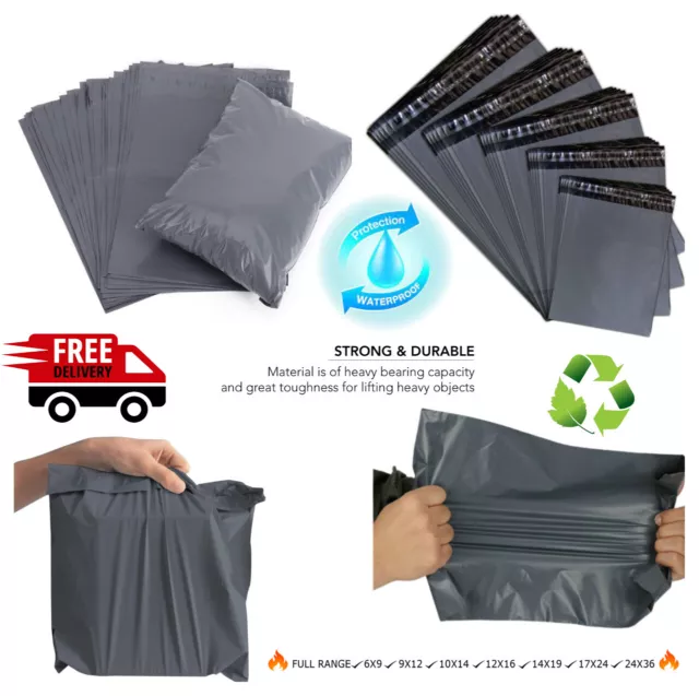 Grey Mailing Postage Bags Strong Parcel Plastic Post Poly Self Seal Shipping Bag