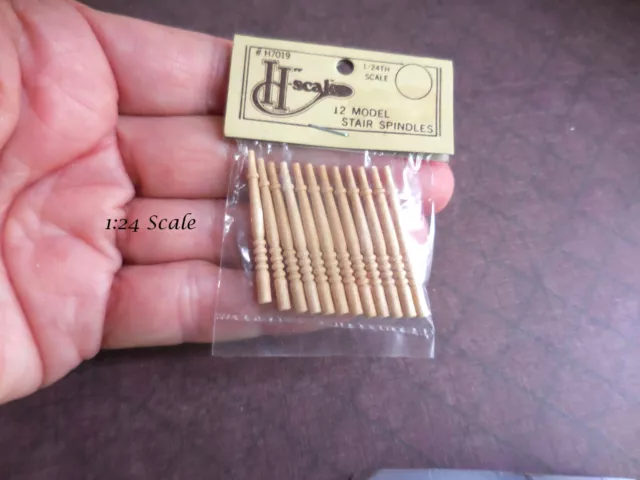 DOLLHOUSE MINIATURE ~ 1:24 or 1/2" SCALE WOOD SPINDLES