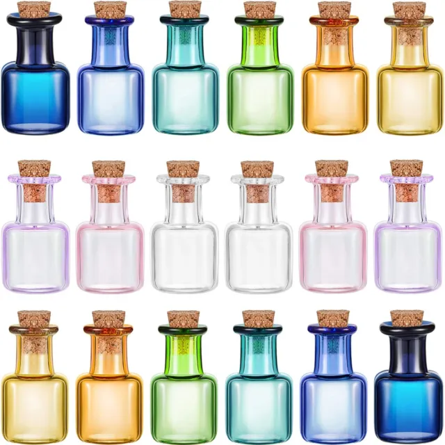 18 Pcs 9 Colored Tiny Spell Jars Glass Mini Potion Bottles with Cork Stoppers
