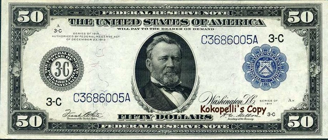 1914 *50 Dollar Federal Reserve Note * Free Shipping * MUST READ ! 1914 *50 Dollar Federal Reserve Note * Free Shipping * MUST READ !