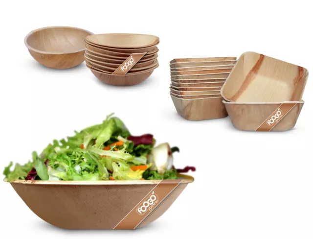 FOOGO Green Disposable Palm Leaf Bowls Wooden Salad bowl Eco friendly Picnic