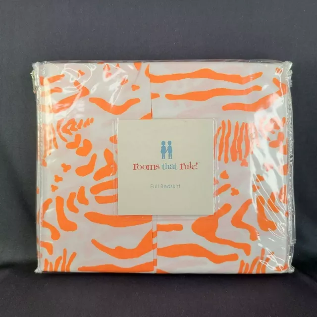 Falda de cama Rooms That Rule naranja tamaño completo algodón Laurens estampada cebra nueva