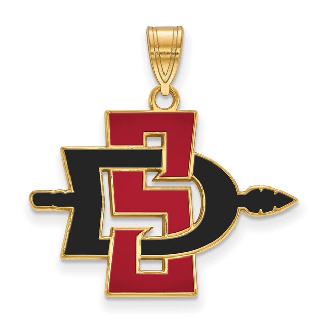 San Diego State University Aztecs Red Black School Logo Pendant Gold Plated