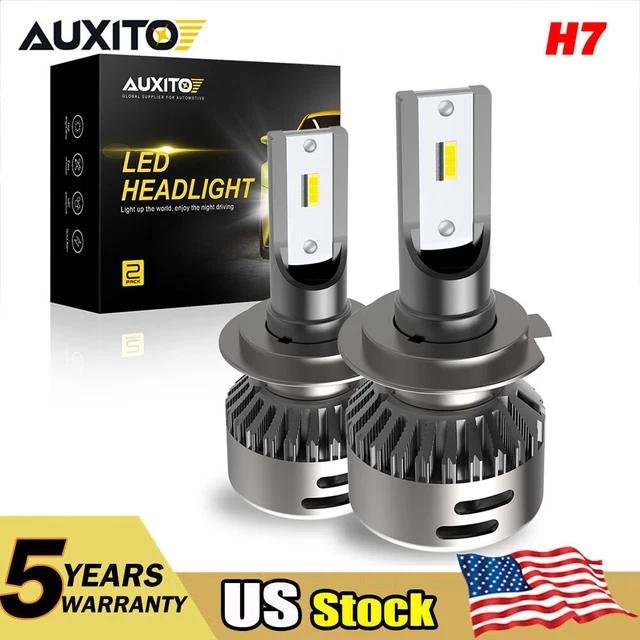 2Pc AUXITO H7 LED Headlight Kit High Low Beam Bulbs Bright White 6500K Noiseless