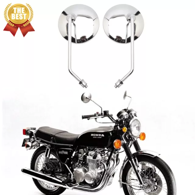 10mm Motorcycle Chrome Mirror For Honda CB 350 450 550 600 650 750 900 70's-80's