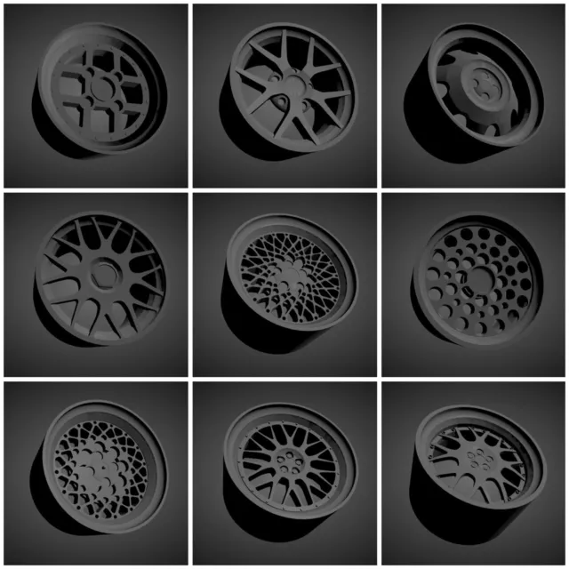 1:18 Scale Custom 3D Printed Wheels more than 450 different models available