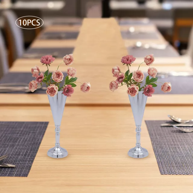 Silber Vase Mittelstück Tischdekorationen Metall Tischplatte Blumenstände 10 Pcs
