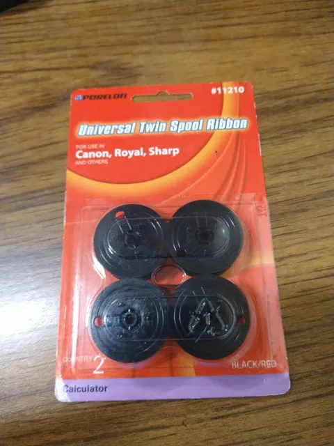 Porelon 11210 Black/Red Calculator Twin Spool Ribbon 2 In Pack New/Sealed