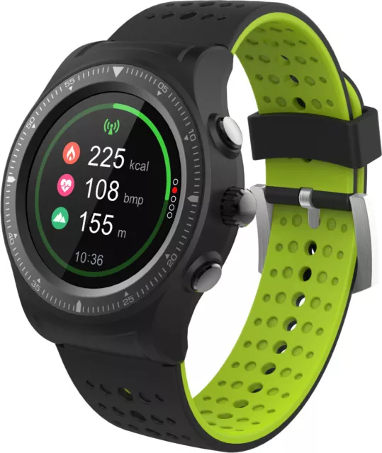 Denver Bluetooth-Smartwatch SW-500 mit GPS Schwarz-Grün Multi-Sport BRANDNEU