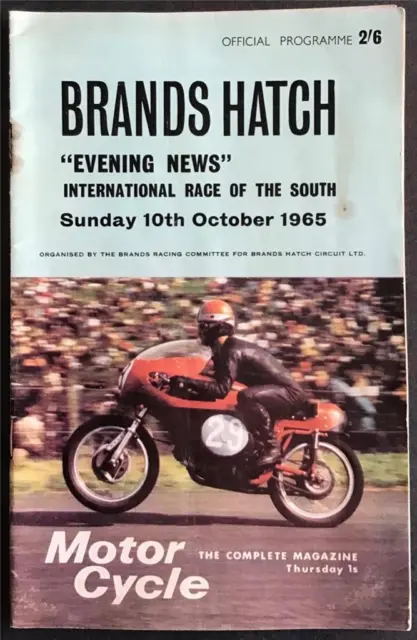 BRANDS HATCH 10 Oct 1965 EVENING NEWS INT'L RACE OF THE SOUTH Official Programme