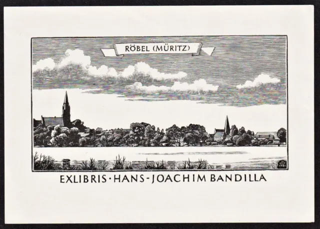 Exlibris Hans-Joachim Bandilla Röbel Röbel Müritz bookplate ex-libris G. Stauf