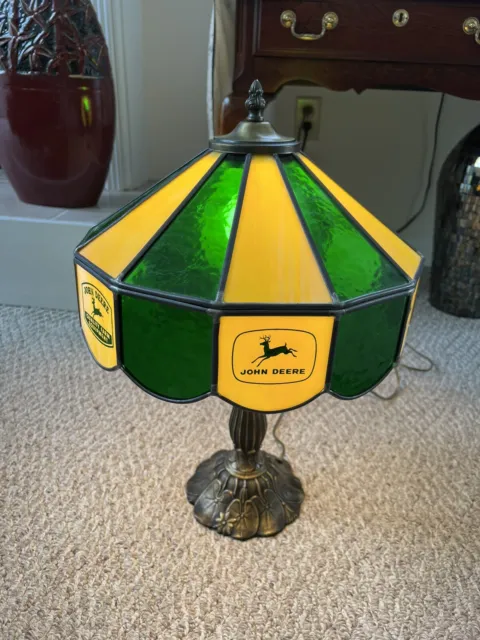 Vintage Original John Deere Trade Marks Tiffany Style Table Lamp