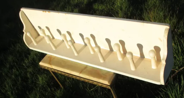 Vintage Barn Rustic Peg Coat Rack Authentic 10 Hooks Charming White Paint