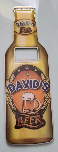 David's Beer Bottle Opener Stainless Steel Fridge Magnet Gift For Him 18.5cm