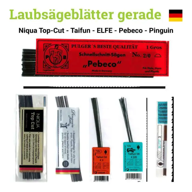 Laubsägeblätter Holz gerade Gegenzahn Top-Cut Taifun 50 ELFE 58 Niqua Pebeco