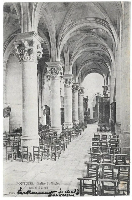 PONTOISE 95 Eglise St-Maclou Bas-côté Nord CPA précurseur non circulée non daté