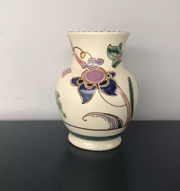 Honiton Devon Pottery Vase Ashton Hand Painted Floral Height 17.5cm