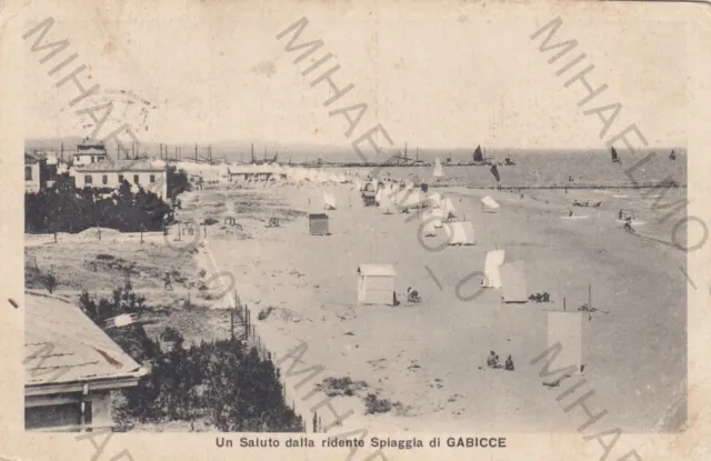 Cartolina *21 Gabicce Pesaro Marche Un Saluto Dalla Ridente Spiaggia Viagg. 1928